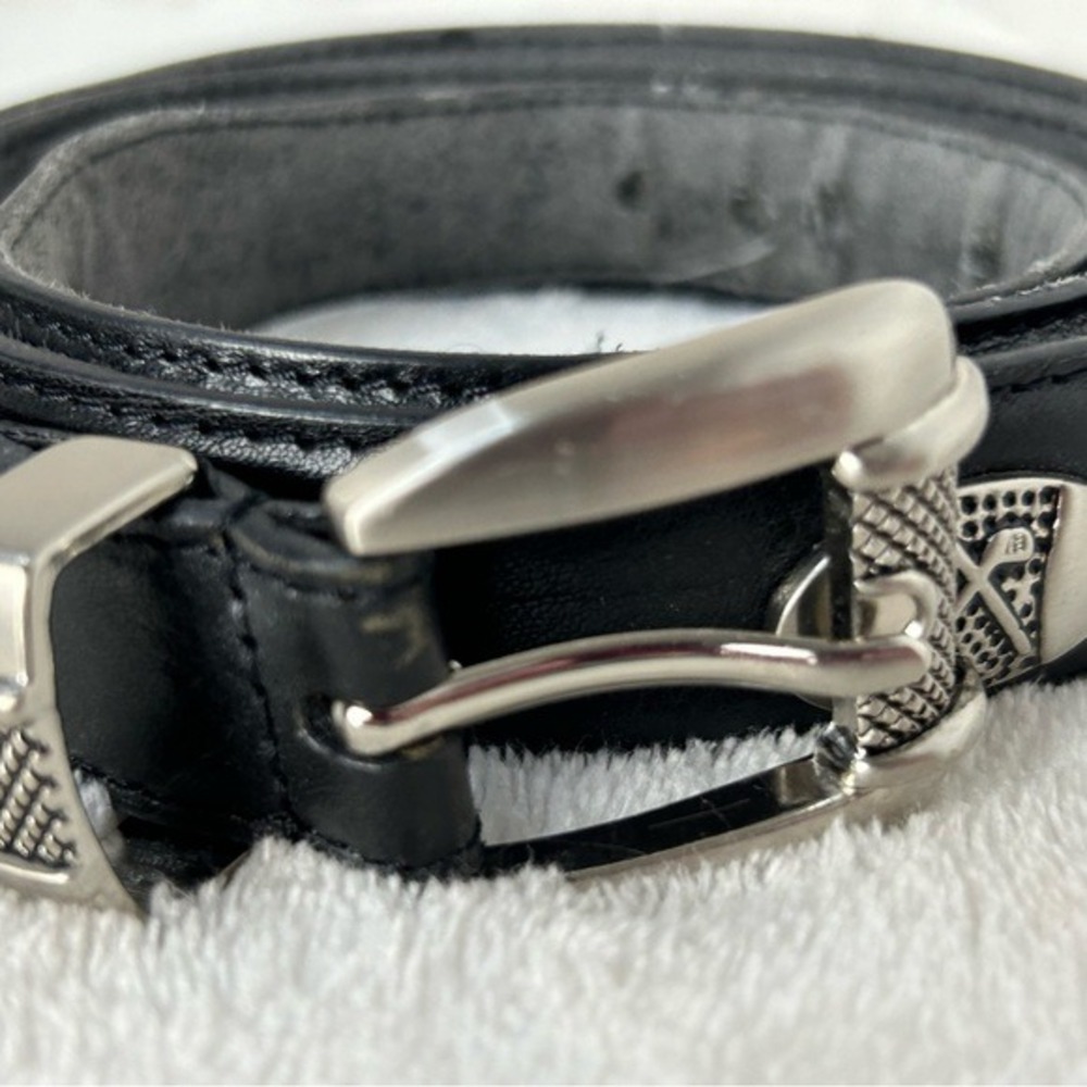 Izod Black Leather Belt with Silvertone Golf Motif Medallions‎ & Tip